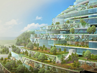 Illustration for article titled What do you do with the soil from your canal project? Why not build a futuristic island?